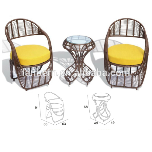 PE Rattan Modern Leisure 2pcs chairs 1pc table Outdoor Wicker Furniture Webbing TCD1006