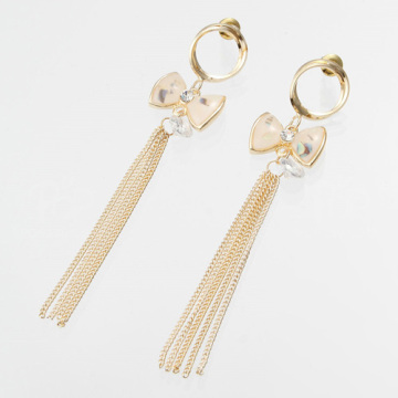 Elegant fashion strand chain long drop earring