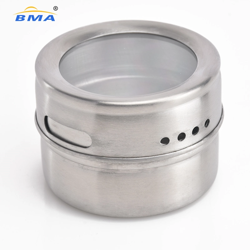 Factory Supply Metal Jar Stainless Steel Spice Tin Clear Lid