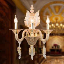 Modern European Glass Leaf Pendant Crystal Wall Lamp