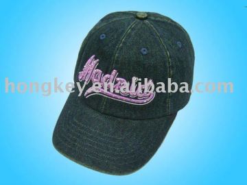 6 panel washed denim custom sport cap