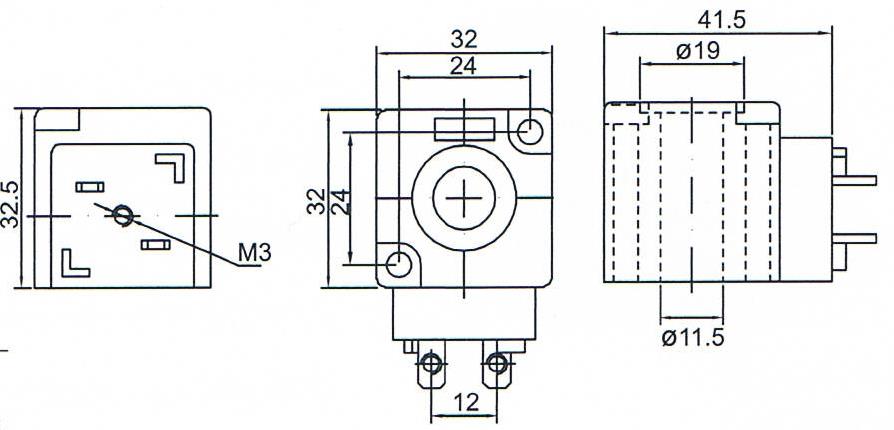 Overall dimension of K23D/K25D/K35D Mini Solenoid Valve Coil