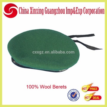 Army Military Green Wool Berets PU binding