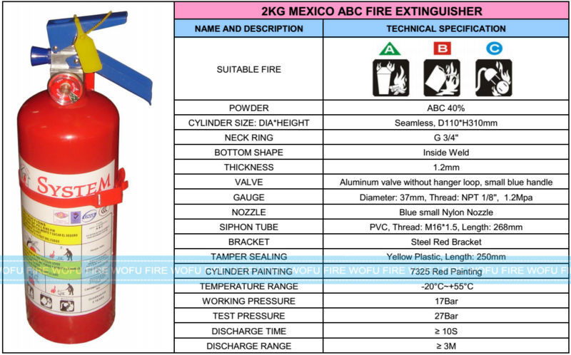 Mexico Type Portable Dry Powder Empty Fire Extinguisher