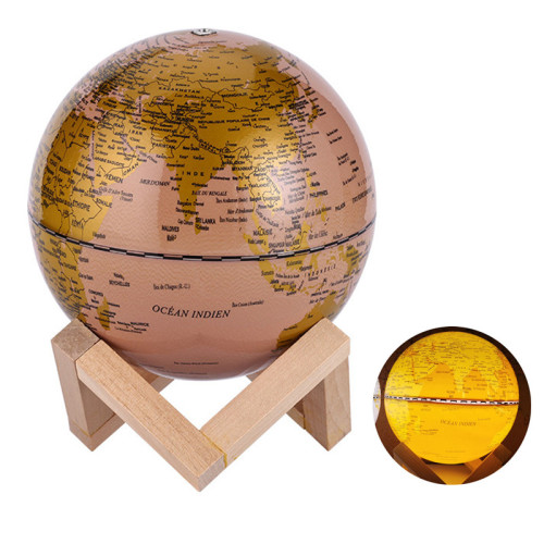 Globo del mundo de PVC plástico de 14 cm con base de madera