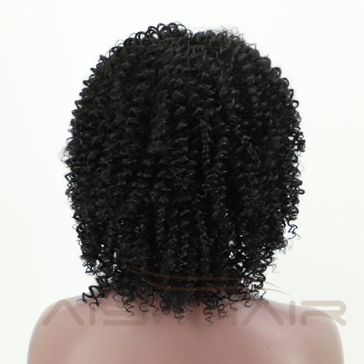 Aisi Hair Drop Shipping Short Kinky Curly Wigs For Black Women With Bangs Afro Curly Fluffy High Temperature Fiber Wigs