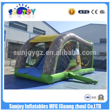Whosale Tropical Beach View Inflatable Castle Slide With Tunnels For Kids