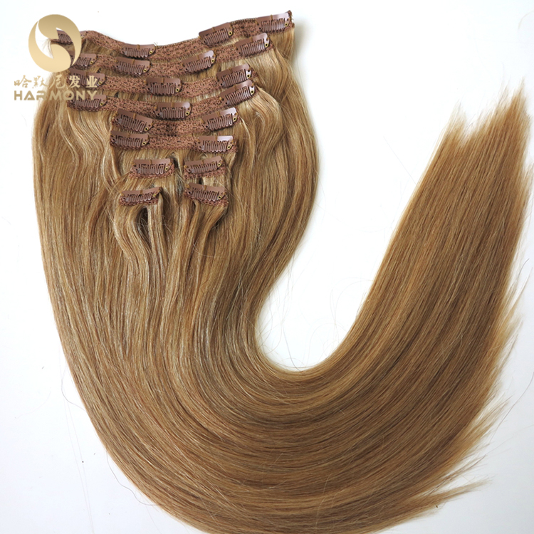 Wholesale virgin brazilian full head clip in hair double drawn clip in hair extension