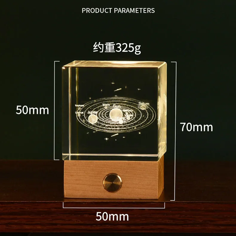 Decorative 3D Laser Carved Wooden Glow Night Light