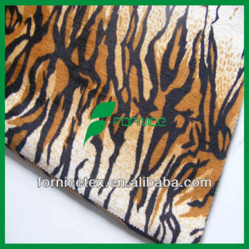 100% polyester tiger printed velboa fabric for car seat cover material