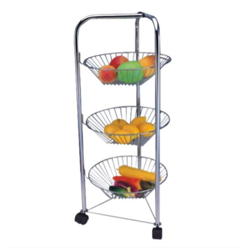 Three layer vegetable net storage cart with wheels