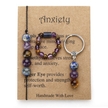 Handmade Healing Crystal Bag Hanging Keyring, Bracelet, Ring, and Keychain Set: Luck Bracelet for Women and Men