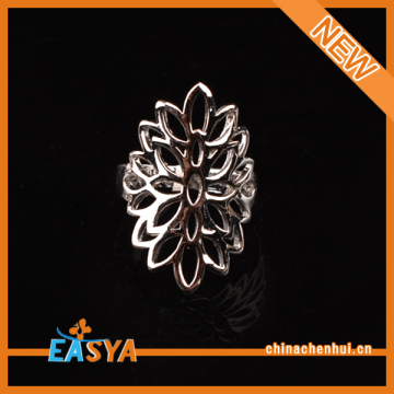 Fashion Jewelry Zinc Alloy Silver Lotus Ring Wholesale