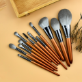 Best Selling 12pcs Wood Handle Synthetic Hair Makeup Brushes Kits Powder Cosmetic Brush Sets
