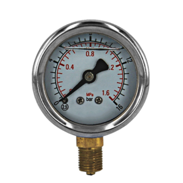 shell brass bottom connection glycerin filled pressure gauge