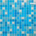 Azulejos de piscina de mosaico de vidrio de azul mixto
