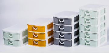 2 layers office tabletop drawers plastic storage box