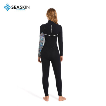 Wanita Seaskin 4/3mm Wetsuit Dada Dada Ritsleting