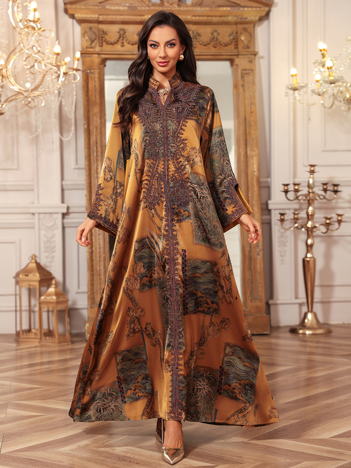 چاپ شده Kaftan Abaya نمای سبک زندگی Printed Kaftan Lifestyle View