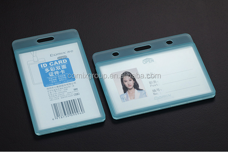 Comix Colorful Horizontal Style Assorted Color Transparent  Id Card Badge Holder for Exhibition