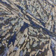 Blues Geometry Multicolor Sequin Embroidery Fabric