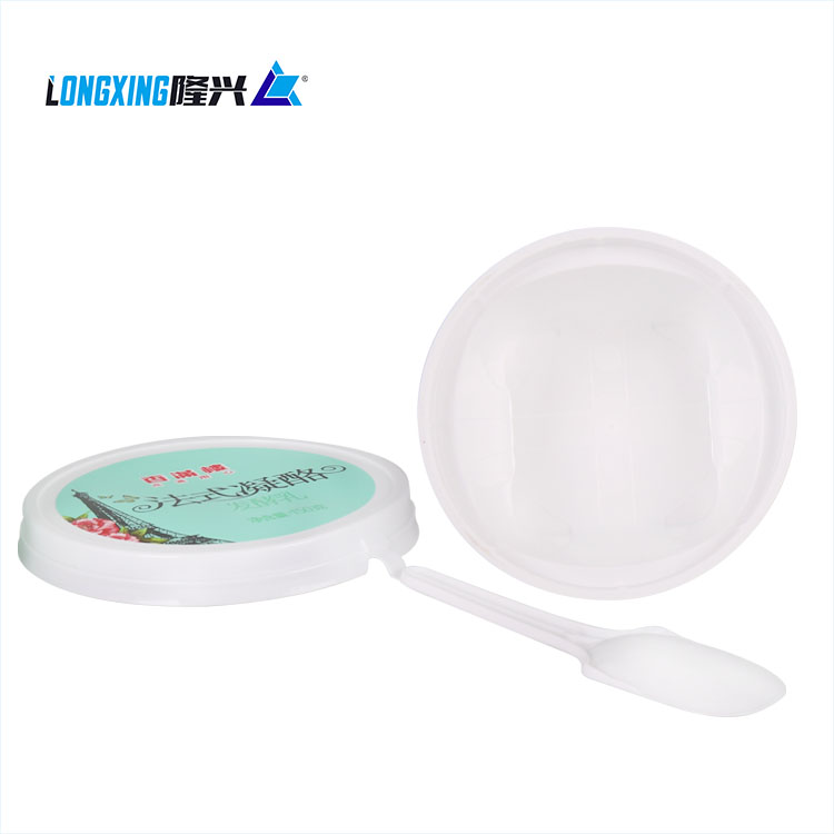 230ml 8oz PP plastic disposable  ice cream yogurt injection IML printed cup with spoon