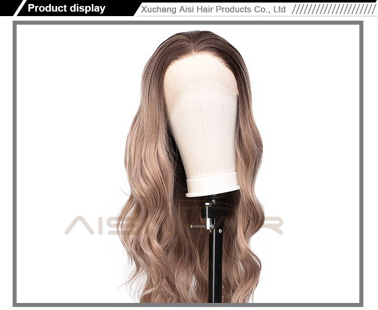 Aisi Hair Cheap Long Wavy Ombre Brown Dark Root Wig Body Wave Lace Front Wig Synthetic Fiber Front Lace Wigs For Black Women