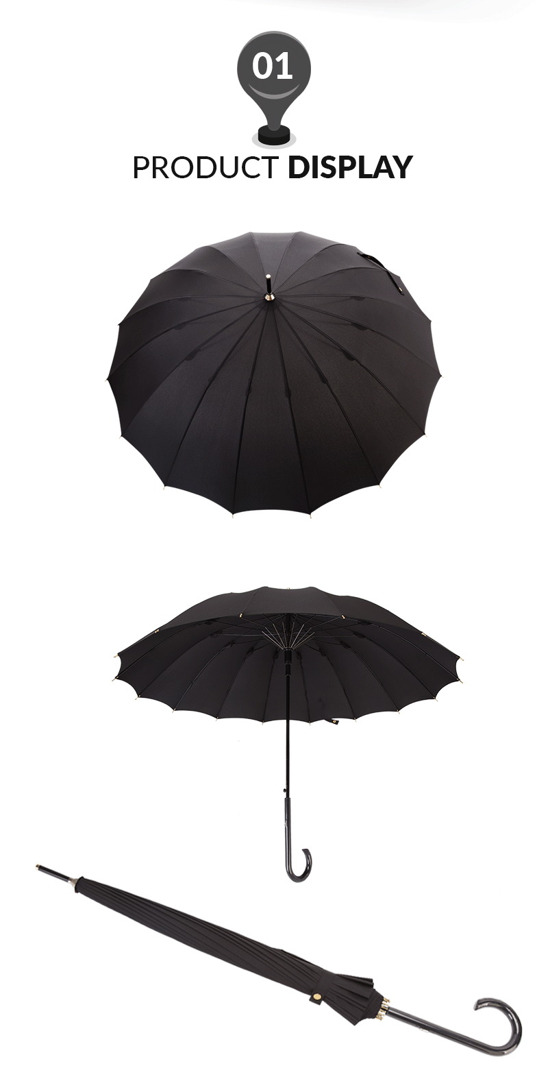 parapluie de dames ladies stick umbrella