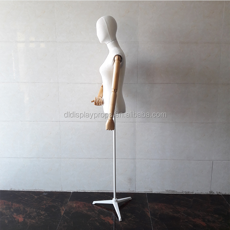 Fashion Female Mannequin With Wooden Arms DL278 Upper Body Fabric Display Dummy For Sale