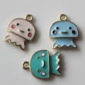 Cartoon Alloy Sea Animal Pendants Artificial Enamel Jellyfish Charms DIY Key Chain Ornament Earring Necklace Jewelry Supply