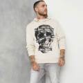 Mens fashion tengkorak cetak kanguru saku pullover hoodies