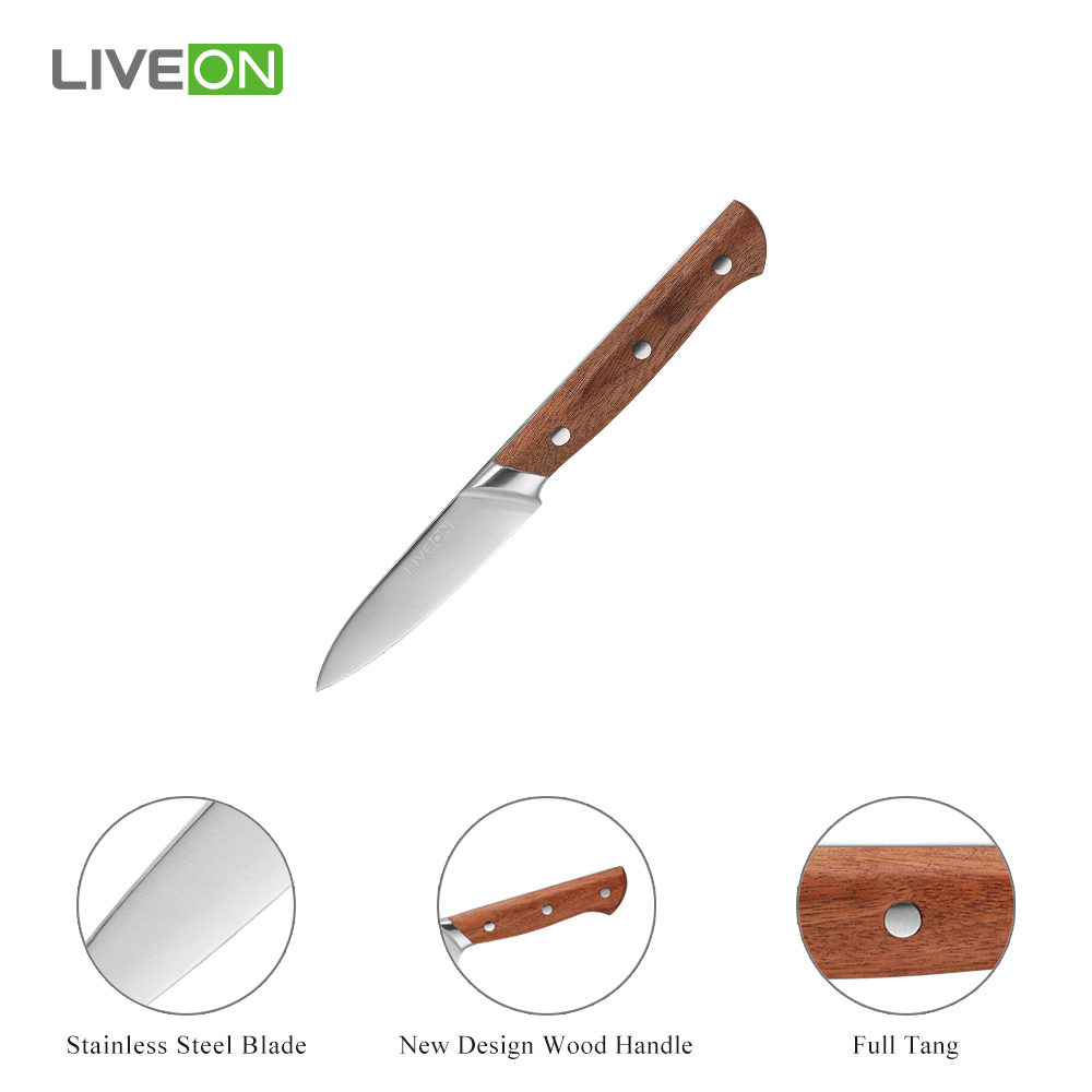 Нож для очистки овощей с деревянной ручкой 3,5 дюйма
