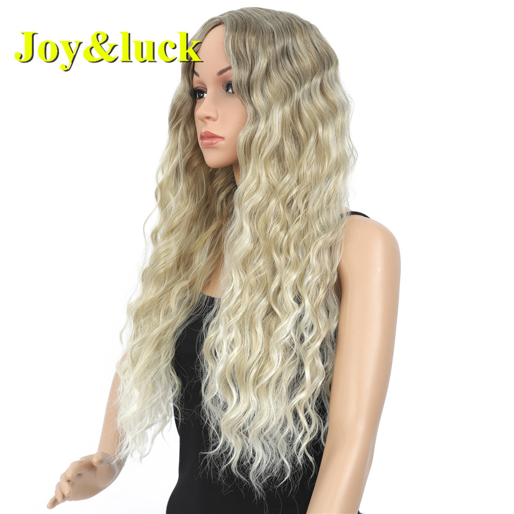 22inch Water Wave Brown Ombre Golden Blonde Wholesale Hair Wig For Women Cosplay Party Long Natural Curly Synthetic Hair Wigs