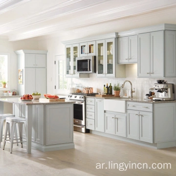 الصين المطبخ شاكر رمادي الصلبة الخشب وحدات مجلس الوزراء المصنعين