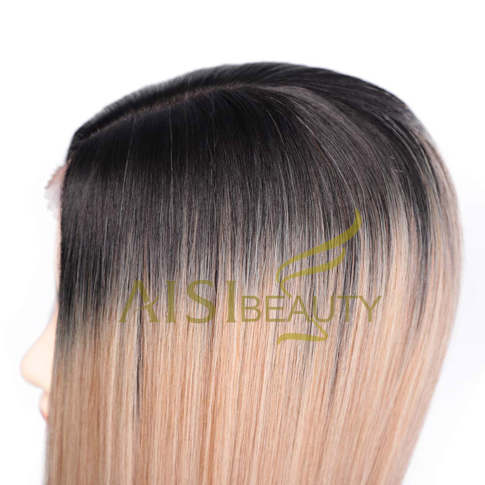 Aisi Beauty Popular Vendor Cheap Long Straight Ombre Blonde Wig Lace Frontal Synthetic Hair For Black Women Lace Front Wig