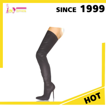 Super sky metal heel pointed toe thigh high sexy high heel fetish latex crotch boots