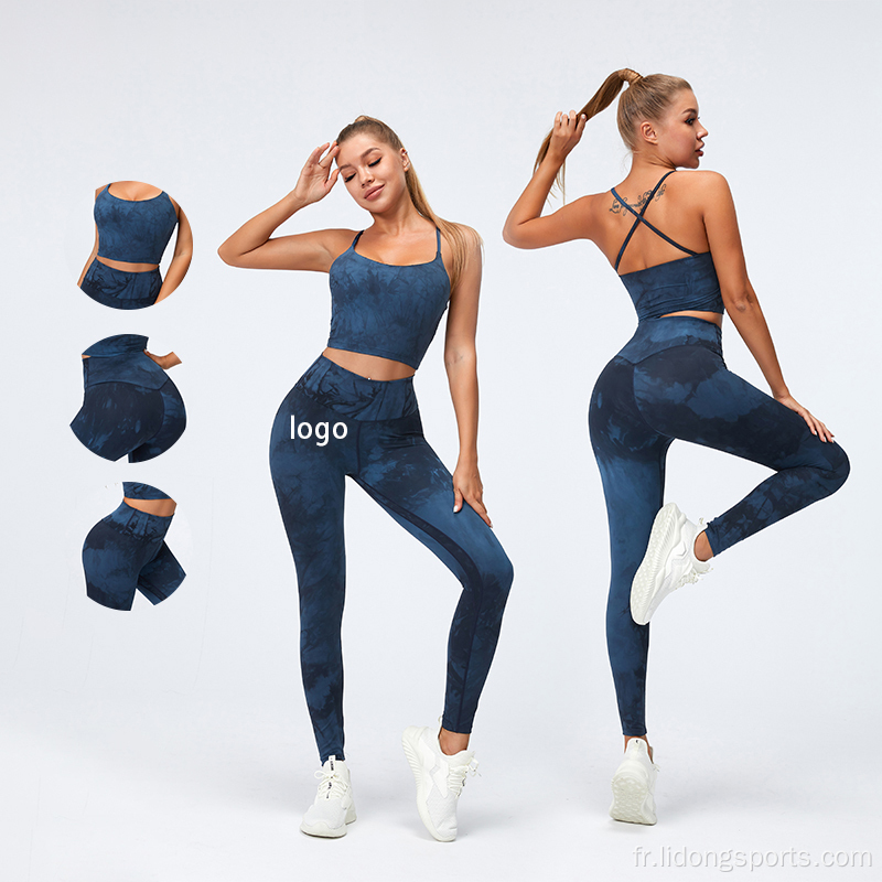 Suite de tenue de tenue de set de yoga de logo personnalisé