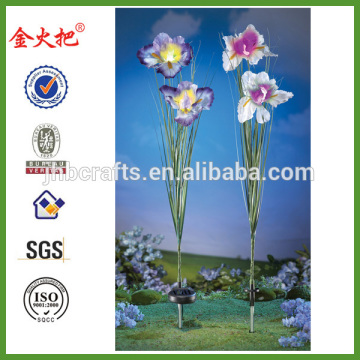 Set of 2 Solar Lighted Iris Garden Stakes