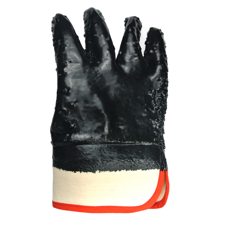 قفازات Black PVC المغلفة Kevlar Litning