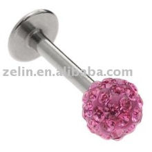 Crystal Cluster Steel Labret Stud - Pink