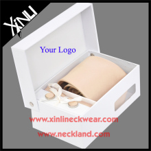 Jacquard Woven Silk Case Tie Set White Gift Box