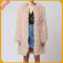 Two Colour Outwear Coat Pink Turkey Feather Coat Suppiler