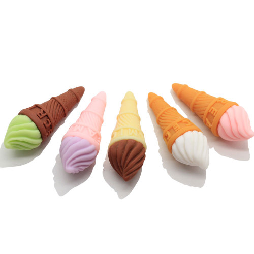 Χονδρικό γλυκό παγωτό κώνου ρητίνη Flatback Cabochon Charms 3D παγωτό προσομοίωση τροφίμων χάντρες για κοσμήματα
