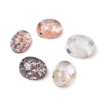 10pcs Oval Natural Lodolite Quartz Garden Cabochons - Pandahall