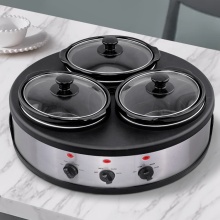 World's Best 1.5 Quart Ceramic Oval Triple Slow Cooker with Removable Stoneware