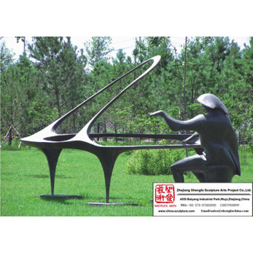 Pianista escultura en bronce