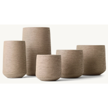 Modern Rustic Patio Set with Taupe Terra-Cotta Clay Planter