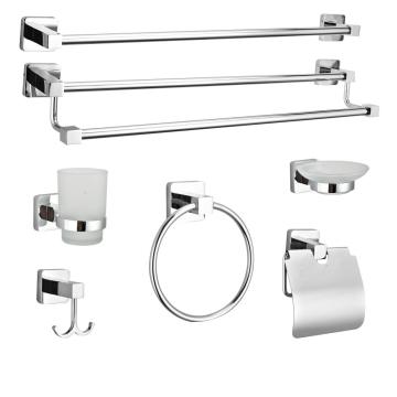 High quality square SS/Zinc Bathroom Accessories Set Towel Bar Set with Towel Holder Hook Toilet Paper Holder