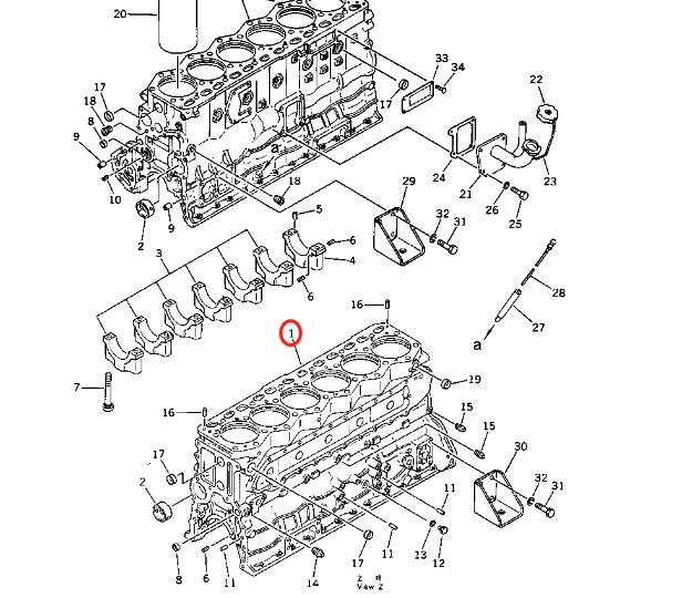 Valódi Komatsu 6D110 motorhenger blokk 6138-22-1011