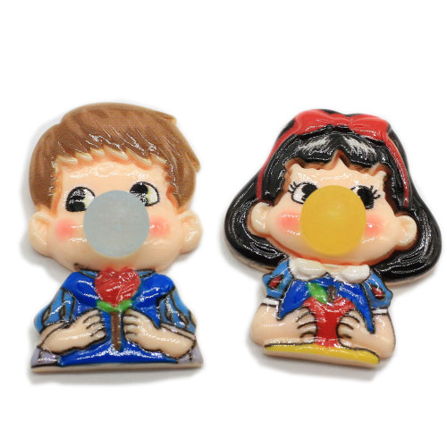 New Lovely School Boy Girl Resina Flatback Cabochons Cartoon Blowing Student Flat Back Resin Craft Hair Bow Center Decor